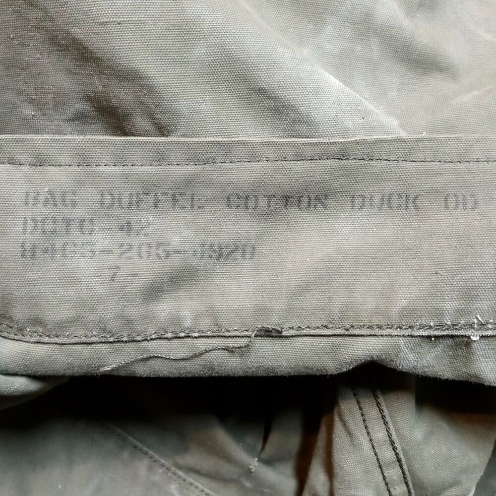 Vintage US Army Top Load Duffel Bag Large Olive Green Duck Canvas Military OD - Picture 8 of 10